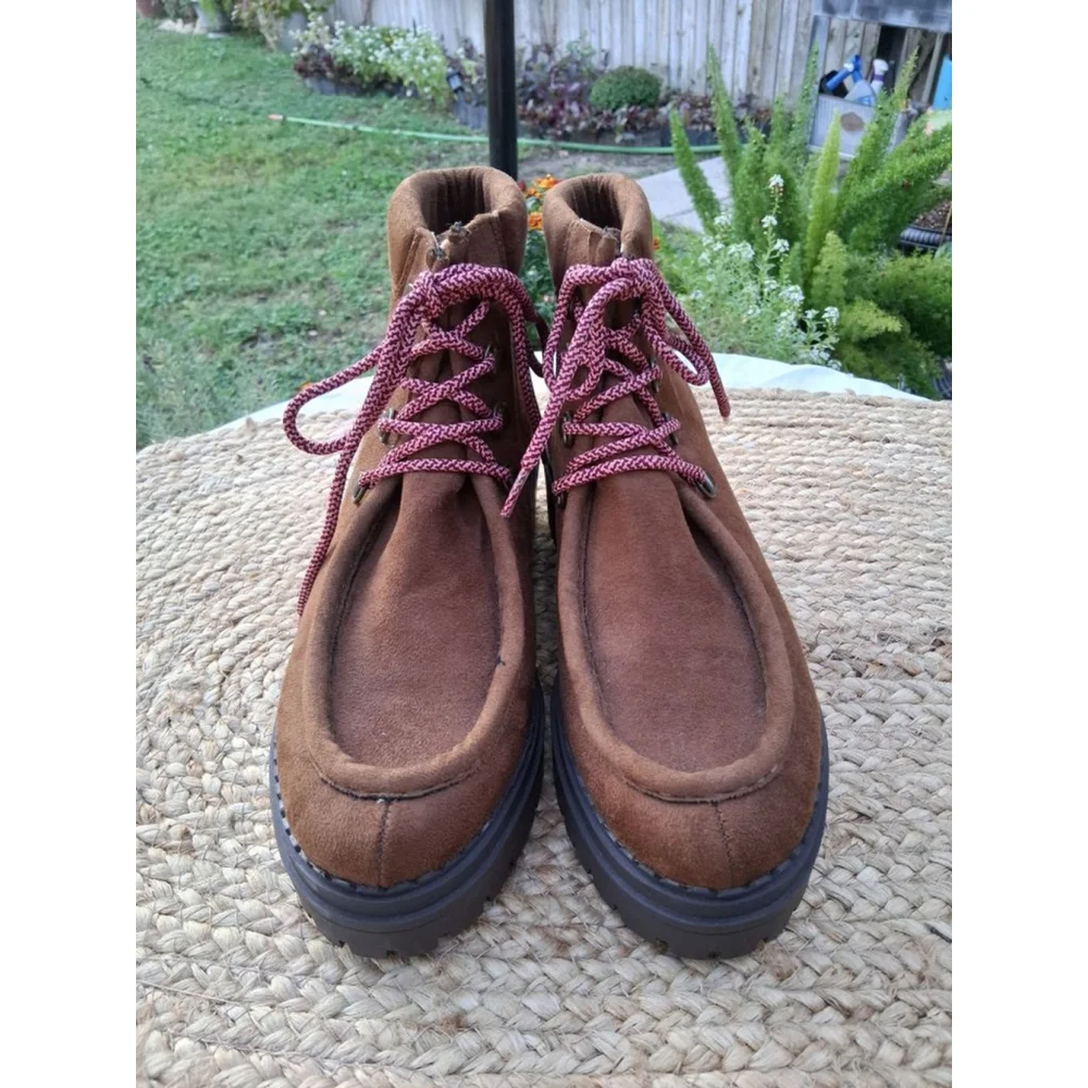 Indigo Rd Lug Sole Hiker Boots Size 9 Brown Suede Chunky Combat Boot Boho Chic